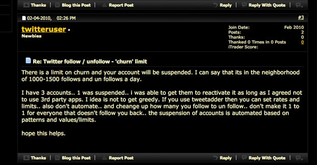 Twitter Churn Rate Limit