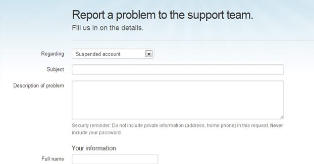 Twitter Support Ticket