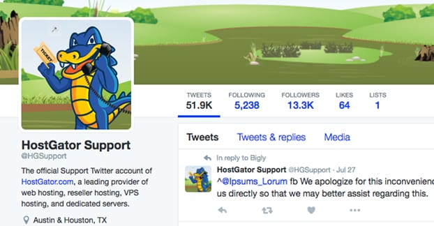Support Account on Twitter