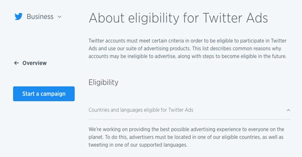 Twitter Countries Elligible