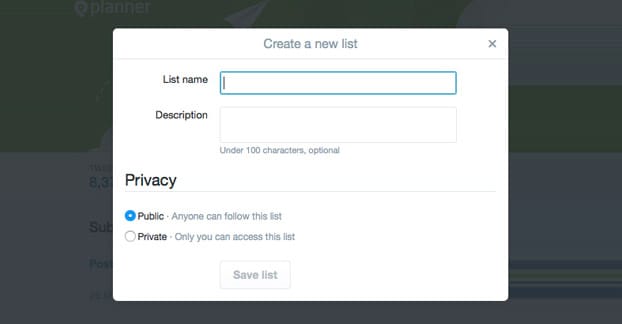 Creating a List on Twitter