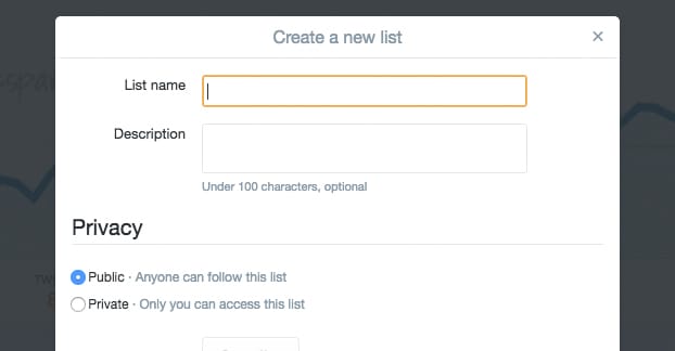 Creating a List on Twitter