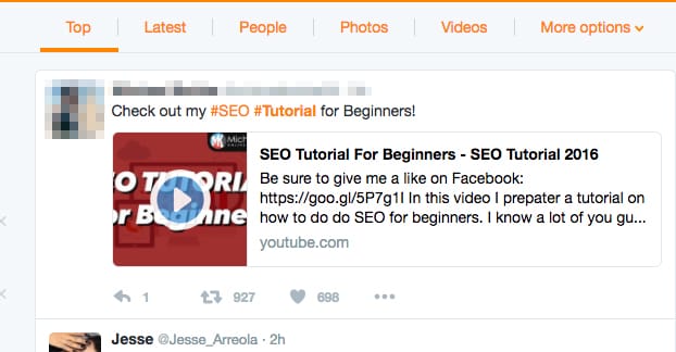 Example of Twitter Content Value