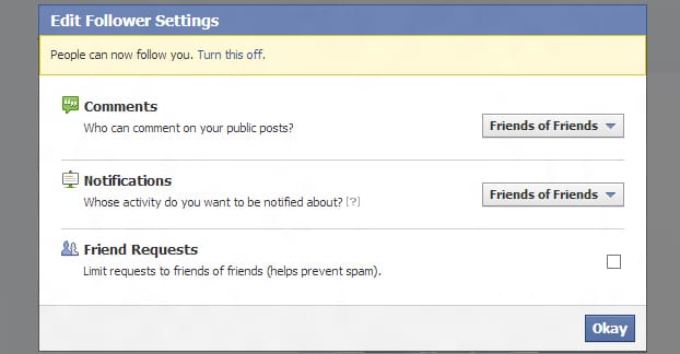Facebook Follower Settings