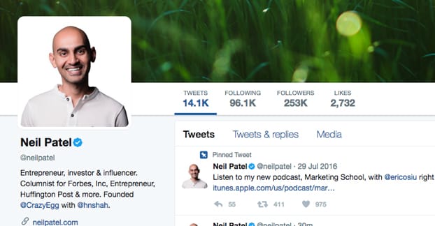 Neil Patel Verified Twitter