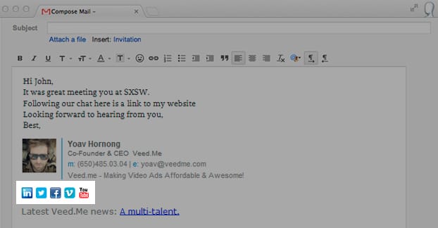 Social Buttons in Email Signature