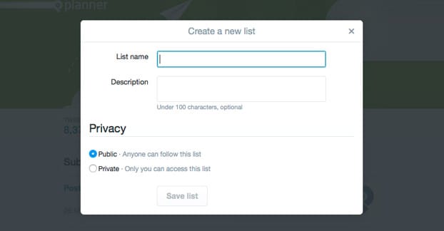 Creating a Twitter List