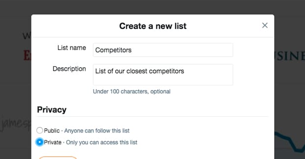 Creating a Competitors List