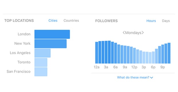 instagram insights - chart of gained followers instagram