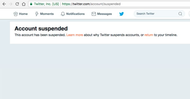 Twitter Suspended Example
