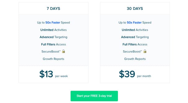 Pricing Plans for SocialDrift