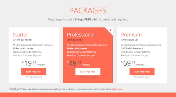 Jarvee Pricing Plans