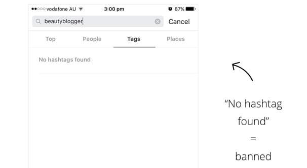 Shadowbanned Hashtag