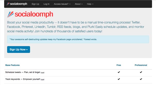Social Oomph Homepage