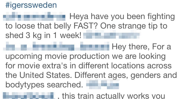 Spam Instagram Comment Examples