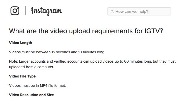 IGTV Video Requirements