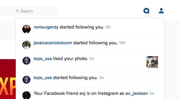 instagram notifications area - instagram follows you update