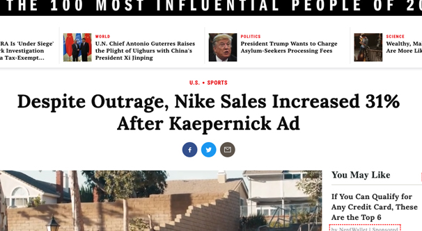 Nike Outrage Increases Sales