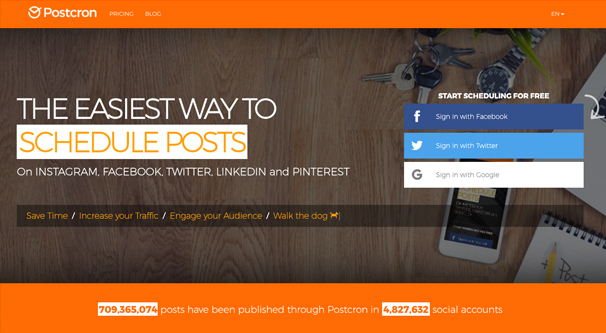 Postcron Homepage